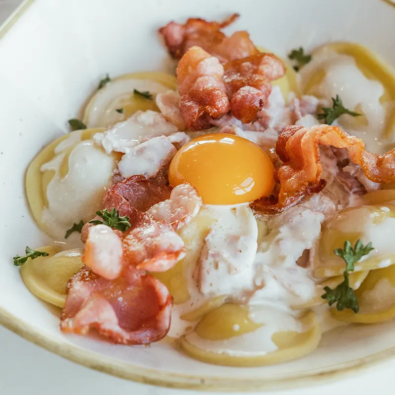 Ravioles Carbonara